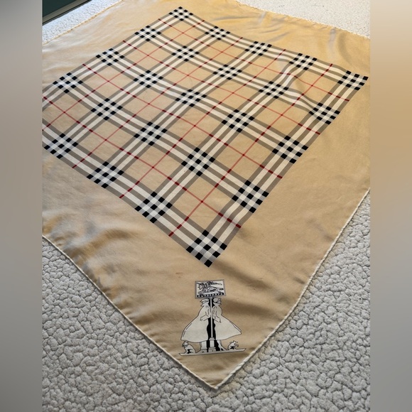VTG Burberry Silk Checked Square Scarf - Picture 4 of 7